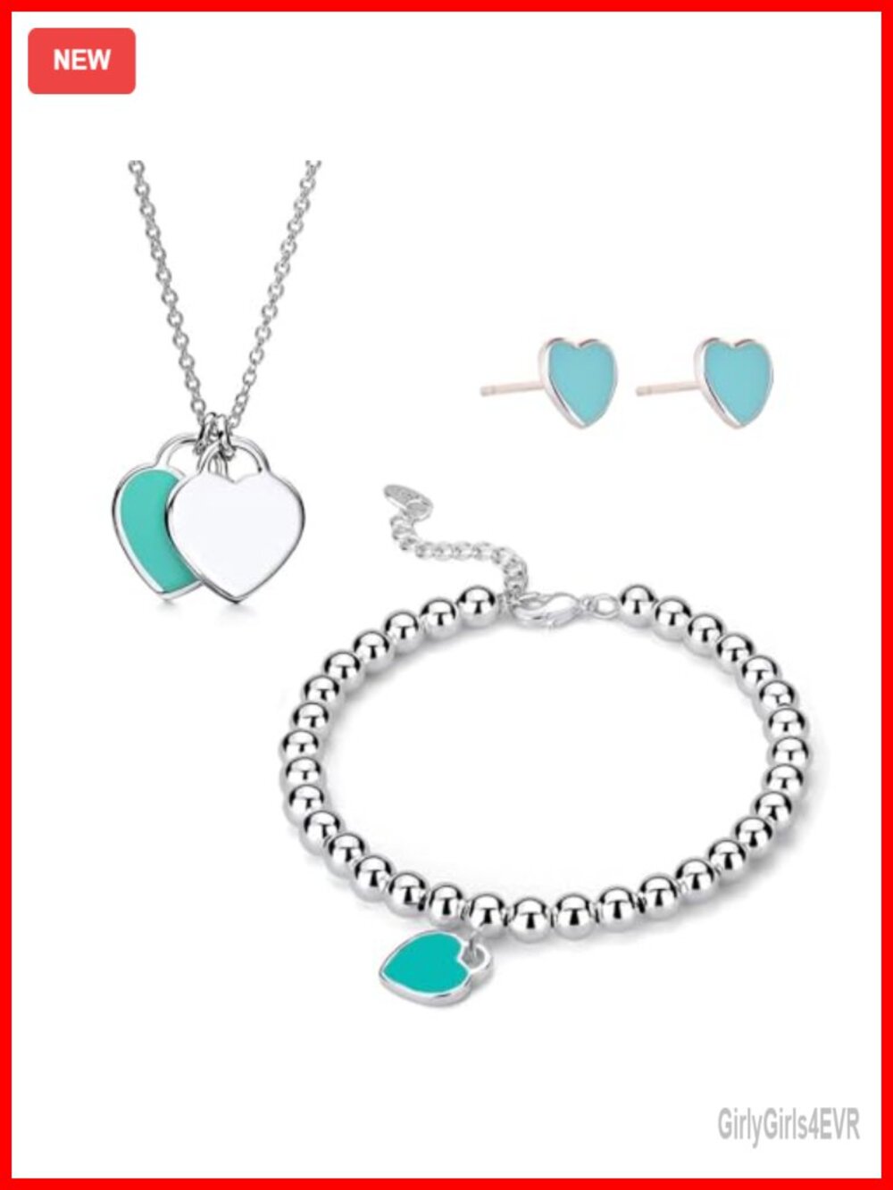Heart Pendant Necklace Charm Bracelet Titanium Heart Love Earrings